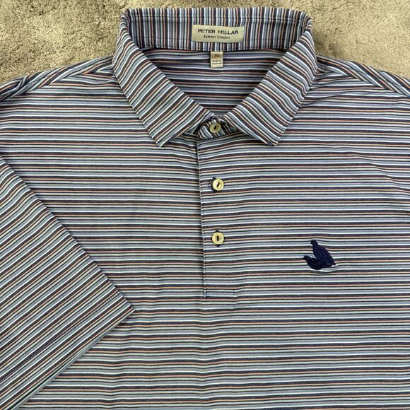 Peter Millar Quail Hollow Golf Polo Shirt Men’s XL Striped Multicolor Summer - Picture 1 of 10